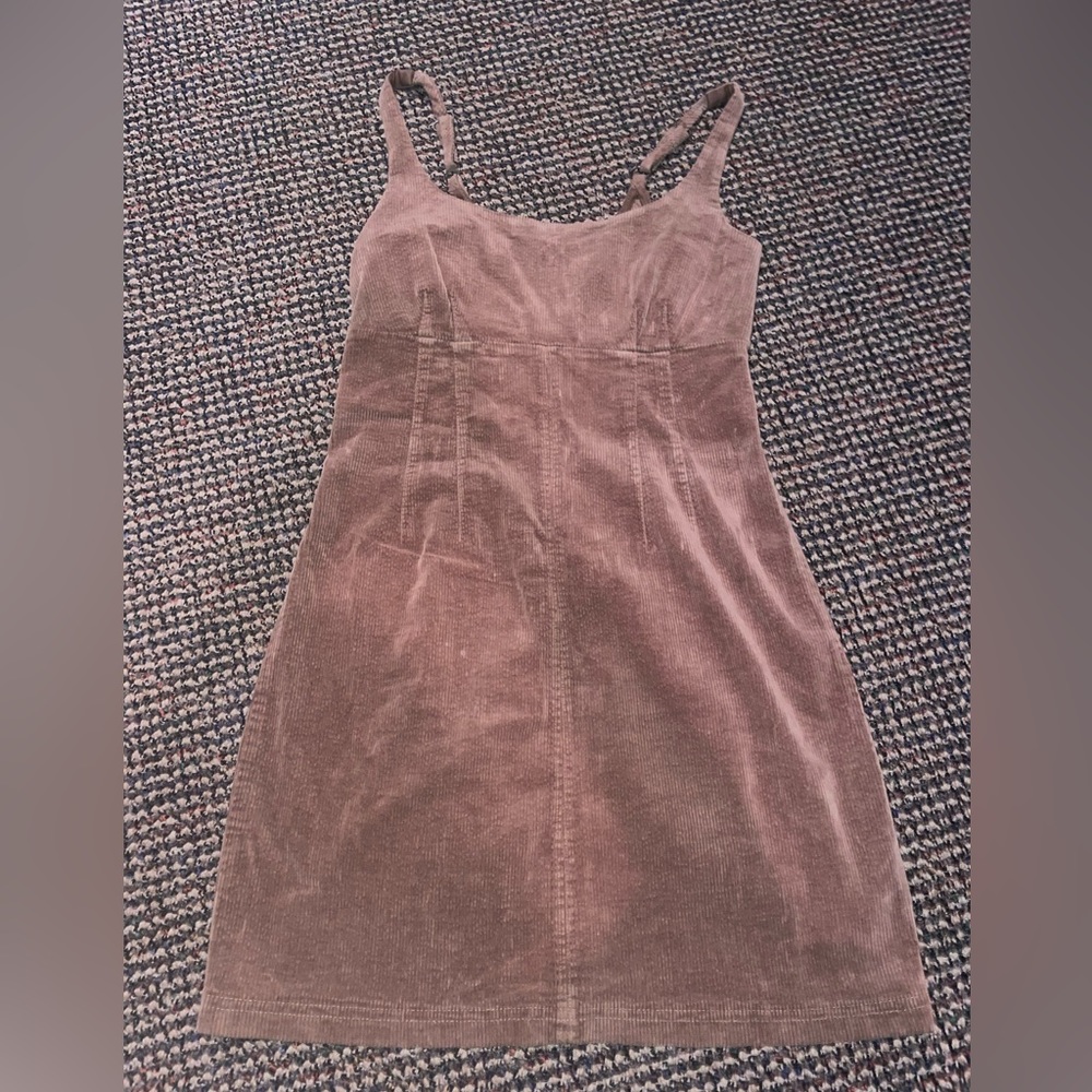 Tan velvet mini dress